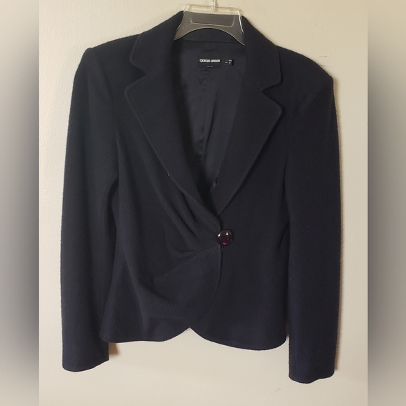 Giorgio Armani Borgo 21 Women's Navy Cashmere and Silk Blazer Size 44